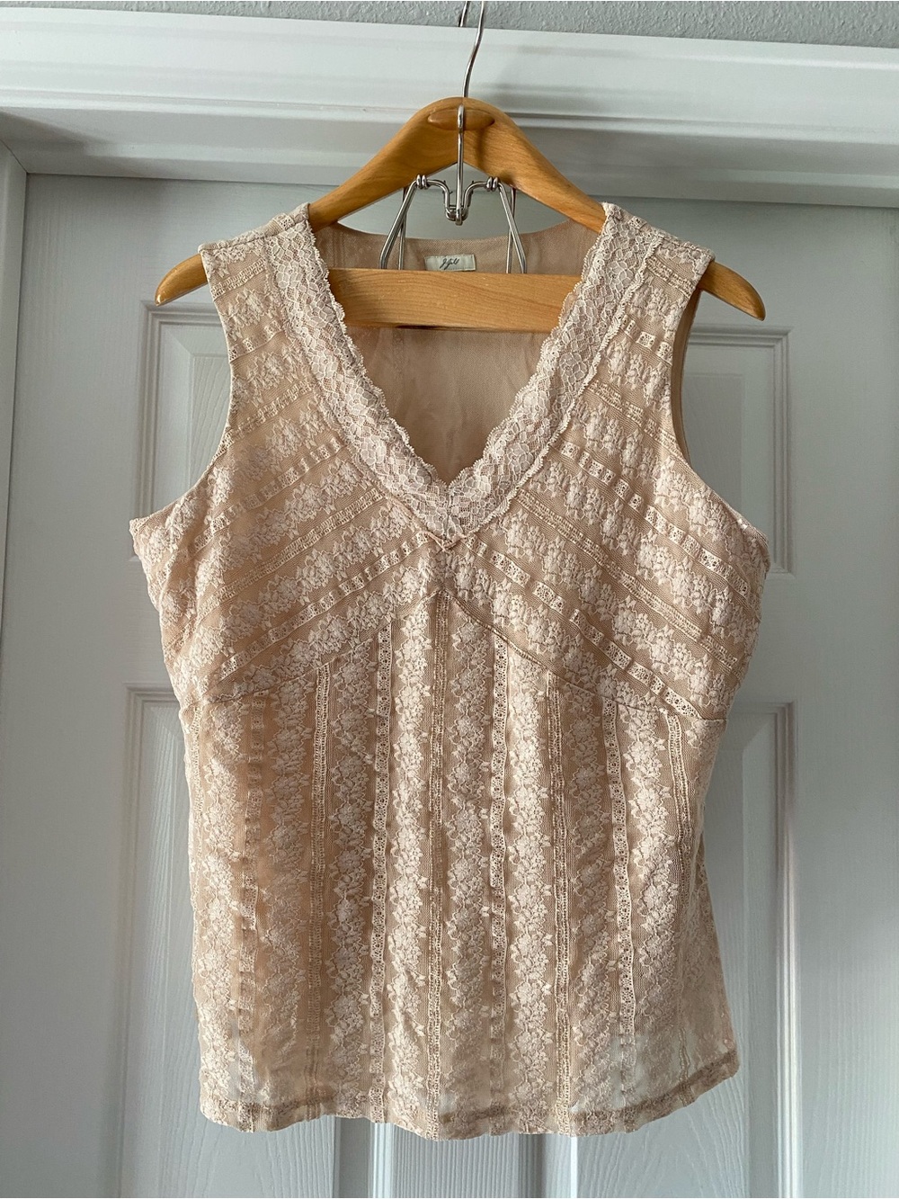 J. Jill Beige Lace Babydoll Tank Top